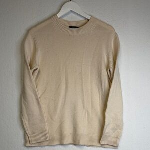 Theory Women’s 100% Cashmere Blocked Cream Sweater